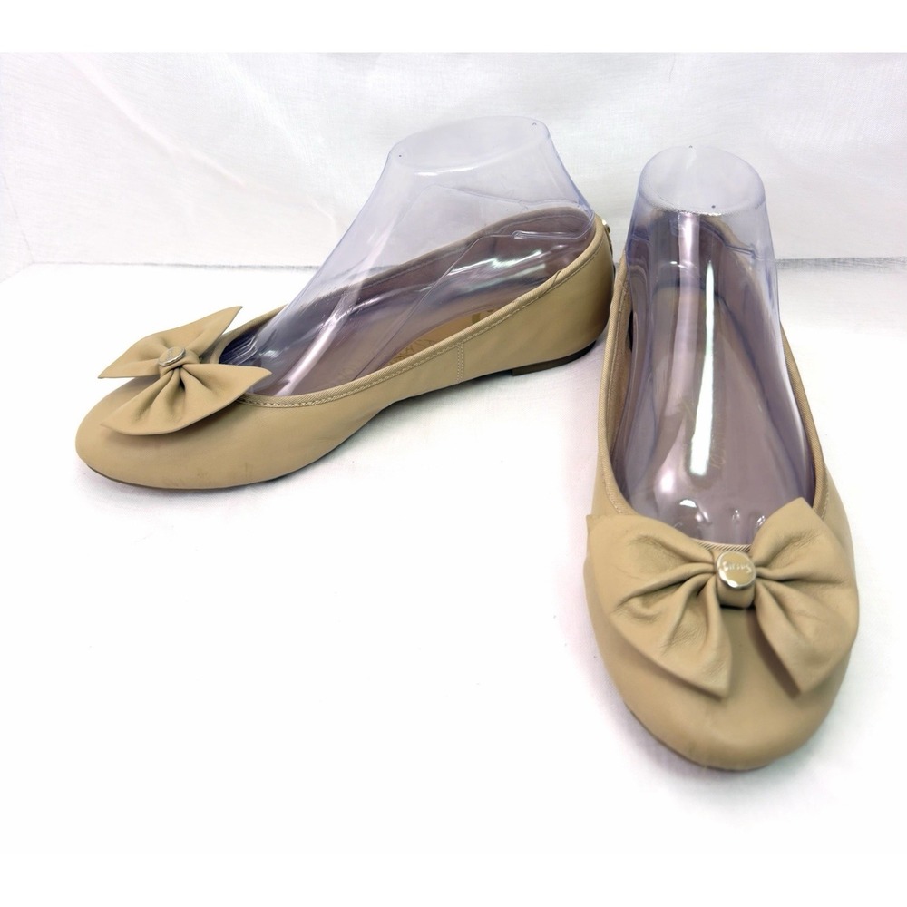 Circus By Sam Edelman Women 8W Beige Nude Bow Ballet Flats Leather Upper Comfort